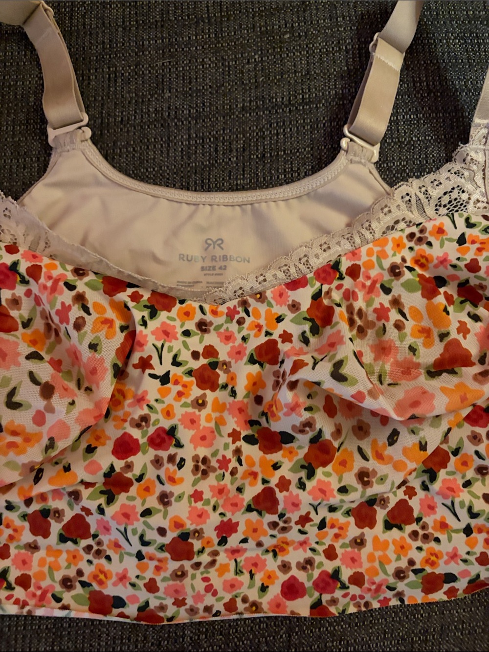 Ruby Ribbon Floral Camisole Top in Pink, Orange, Red, Green